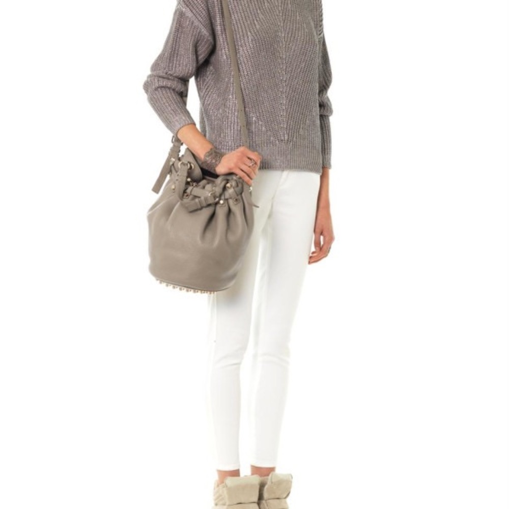 Alexander Wang Gray Diego Studded Drawstring Bag - Picture 14 of 15